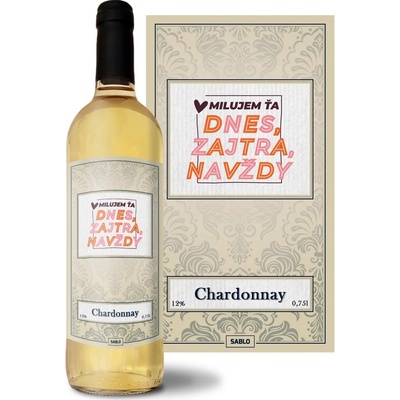 Sablio Dnes, zajtra, navždy Chardonnay biele suché víno 12 % 0,75 l (čistá fľaša)