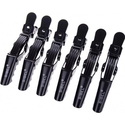 SIBEL Strong Crocodile Black 6ks - klipsy do vlasů 11cm - černé