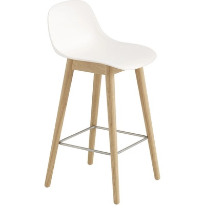 Muuto Fiber Stool 65cm s opierkou wood base oak + natural white