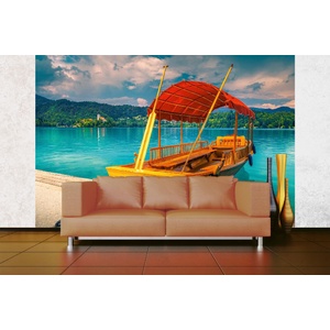 DIMEX ART Самозалепваща се флизелинова фототапета лодка на кея 375 x 250 см