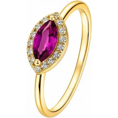 Zlaton Prsten žluté zlato s rhodolitem a diamanty N07042602499