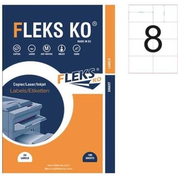 Fleks-Ko Етикети Fleks Ko Бели, прави ъгли, 105x74.1 mm A4, 100 л. 8 (520185-11-22029)