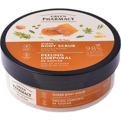 Green Pharmacy cukrový telový peeling s manukovým medom a olivovým olejom 200 ml