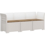vidaXL Пейка за градина с Cushions във вид на ратан ПП Бяло (3443828)