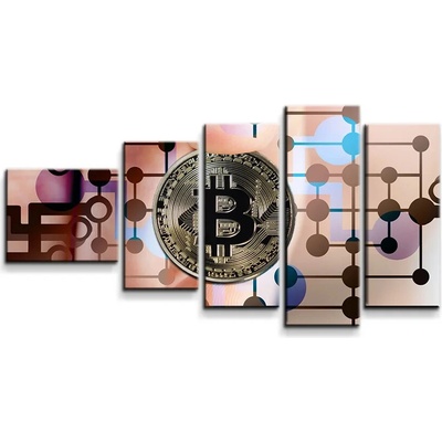 Sablio Obraz - 5-dílný Bitcoin - 100x60 cm