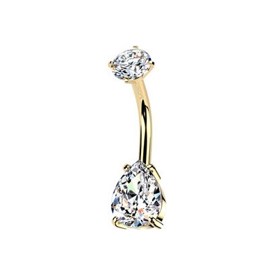 Šperky4U Zlacený ocelový piercing do pupíku BS1061-C
