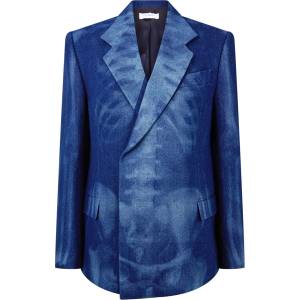 OFF WHITE Яке OFF WHITE Men's Body Scan Relax Skeleton Graphic Long Sleeve Double-Breasted Denim Jacket - Blue 6900