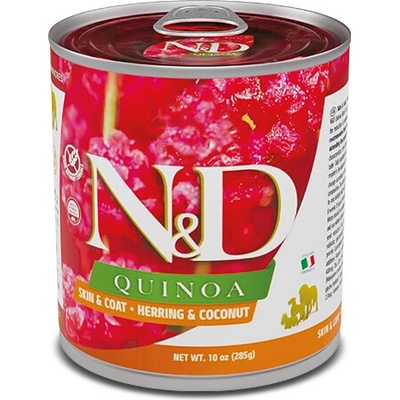 N&D dog Quinoa Skin Coat Herring Coconut 285 g