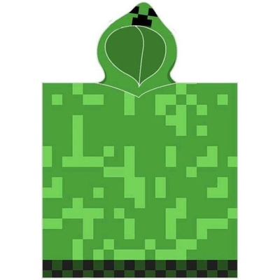 Carbotex Dětské plážové pončo osuška s kapucí Minecraft motiv Creeper 50 x 115 cm