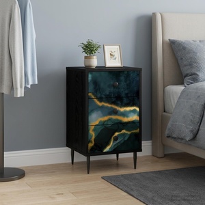 vidaXL Нощен шкаф WIJHE Черен дъб 36 x 33 x 61 см Инженерна дървесина (8007319)