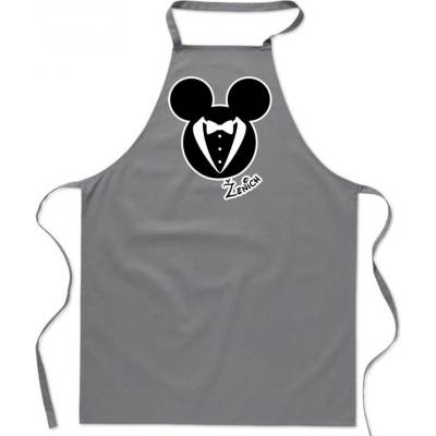 Povidlo.cz Zástěra Mouse Ženich Šedá