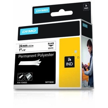 DYMO Самозалепващи се промишлени етикети, Dymo ID1, перманентен полиестер от една част, 24 мм x 5, 5 м, черно/бяло, 1734523 S0773830 (1734523) (1734523)