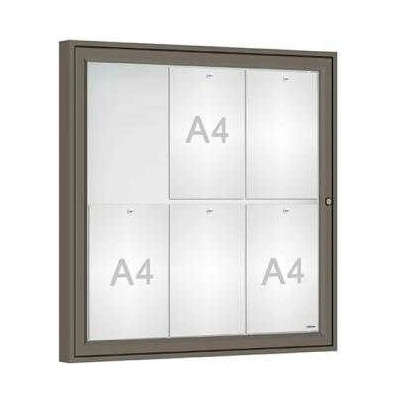 PROCITY Vonkajšia vitrína Classique, 6 x A4, plexi, šeda PRO
