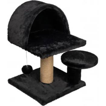 Image 1 of DUBEX Драскалка за котка, два стълба, площадка за лягане със свод, и топче 50 х 50 х 55 см, ЧЕРНА - dubex Турция 51535/tvr40-10