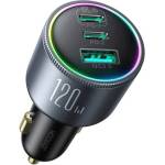 JOYROOM Triple Quick Car Charger 120W - зарядно за кола с 2xUSB-C и USB-A изходи с технология за бързо зареждане и USB-C към USB-C кабел (тъмносив)