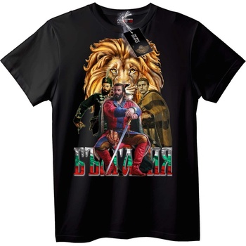 NOONEBRAND Тениска с български лъв и герои - M, Black