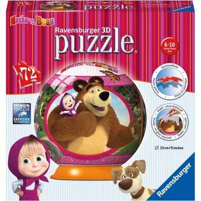 Ravensburger 3D puzzleball Máša a medvěd 72 ks
