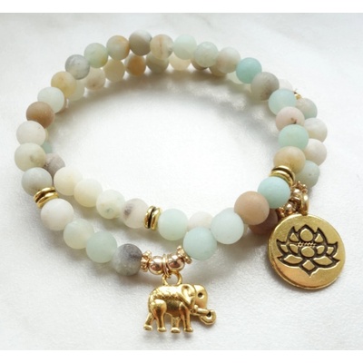 Blingstar náramek Slon Lotosový květ pro štěstí dvojitý náramek 2342