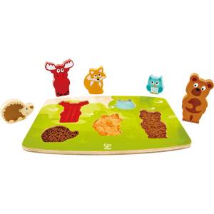 Hape Дървен пъзел Hape - Пипни и разпознай, горски животни (H1621) - ozone