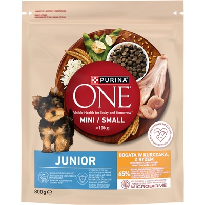 ONE Junior Mini/Small Храна за кученца с високо съдържание на пилешко месо и ориз 800 г