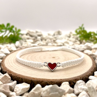 Certom Macramé náramek se stříbrným přívěskem srdce 0185