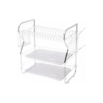 Rosberg Сушилник за съдове Rosberg R53000O, 3 нива, Подвижни тави, Поставки за чаши и прибори, Хром