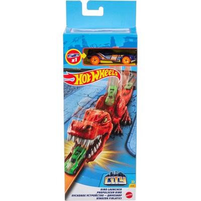 Игрален комплект Hot Wheels City - Изстрелвачка с количка, Динозавър (GVF41)