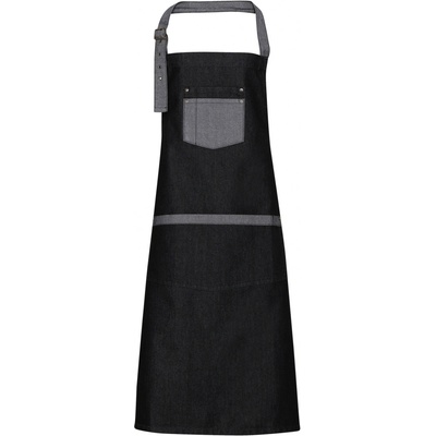 Premier Workwear Pracovná džínsová zástera za krk PR127 Black Denim 72 x 86 cm