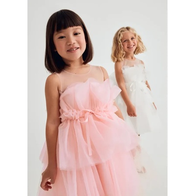 Abel & Lula Нежна разкроена тюлена рокля в бледо розово за мини момиче Abel&Lula