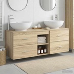 vidaXL Комплект мебели за баня 3 бр. Дъб сонома 129 x 44.5 x 80 см (3405901)