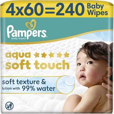 Pampers Dětské čisticí ubrousky, Aqua Soft Touch Baby 4 x 60 ks