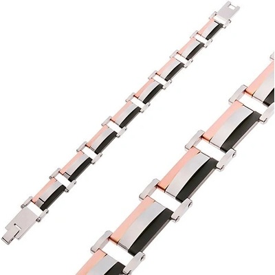 Šperky eshop z oceli trojbarevné obdélníkové články s vypouklým středem Z48.10
