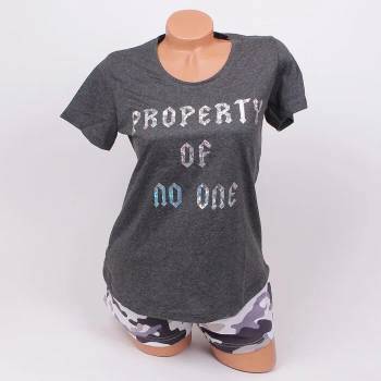 Image 1 of Дамска пижама в тъмносиво с надпис и камуфлаж