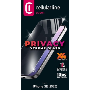Cellularline Подсилено стъкло Xtreme Privacy за iPhone 16E 4Gn 14069