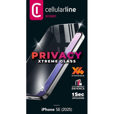 Cellularline Подсилено стъкло Xtreme Privacy за iPhone 16E 4Gn 14069