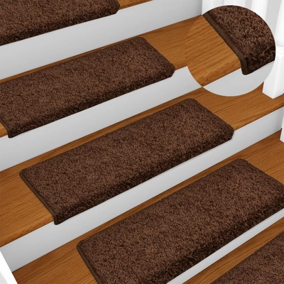 vidaXL Изтривалки за стълби 15 бр. 65x21x4 см, кафяви, правоъгълни, кант (134578)