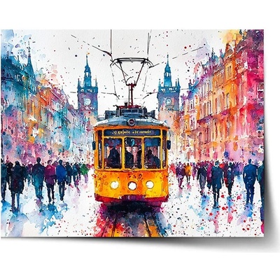Sablio Plagát Žltá električka Paint - 90x60 cm