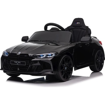 ROLLZONE BMW M4 12V - Детска акумулаторна кола, Черна, Кожена седалка, EVA гуми (SX2418-black)