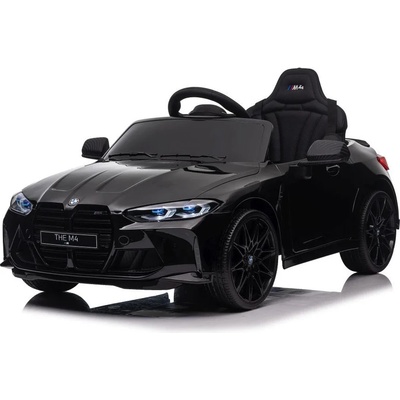 ROLLZONE BMW M4 12V - Детска акумулаторна кола, Черна, Кожена седалка, EVA гуми (SX2418-black)