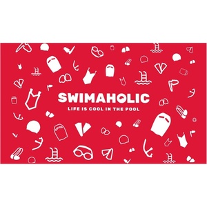 Swimaholic swimming world microfibre towel червен