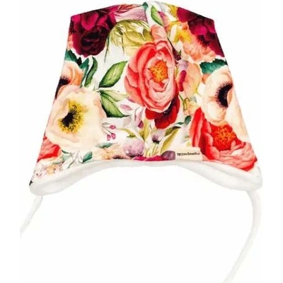 dětská ušanka s kytičkami