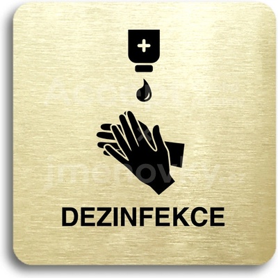 ACCEPT Piktogram dezinfekce III - zlatá tabulka - černý tisk bez rámečku