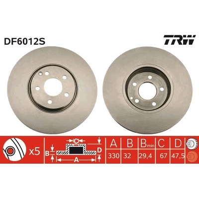 Brzdový kotúč TRW SINGLE DF6012S
