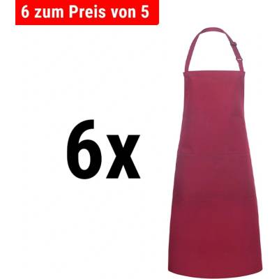 G.Gastro 6 ks Karlowsky Zástěra s laclem a kapsou Basic vínová D9785844
