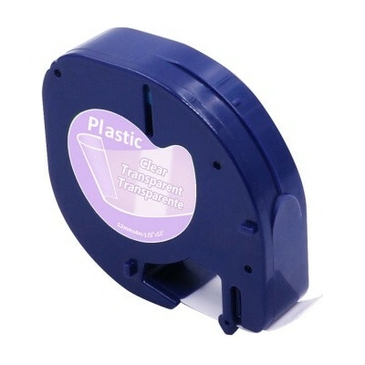 Alternatívna páska Dymo 12268/12267 LetraTag 12 mm x 4 m, čierna tlač / priehľadný podklad