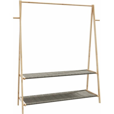vidaXL L Закачалка за дрехи с рафтове 132x45, 5x150, 5 cm Бамбук (4008914)