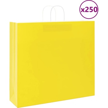 vidaXL Хартиени торбички 250 бр с дръжки жълти 54x15x49 см (4101794)