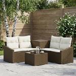 vidaXL Комплект дивани 6 бр. Кафяв и кремаво бял 55 x 55 x 37 см (3447292)
