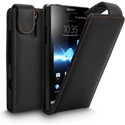 Sony Xperia S LT26I Flip Калъф Черен + Протектор