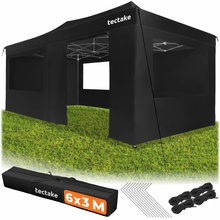 tectake 406773 skládací pavilon viola 3x6 m, hliník, 6 bočních dílů černá